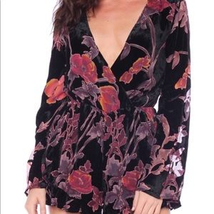 Honey Belle floral velvet romper